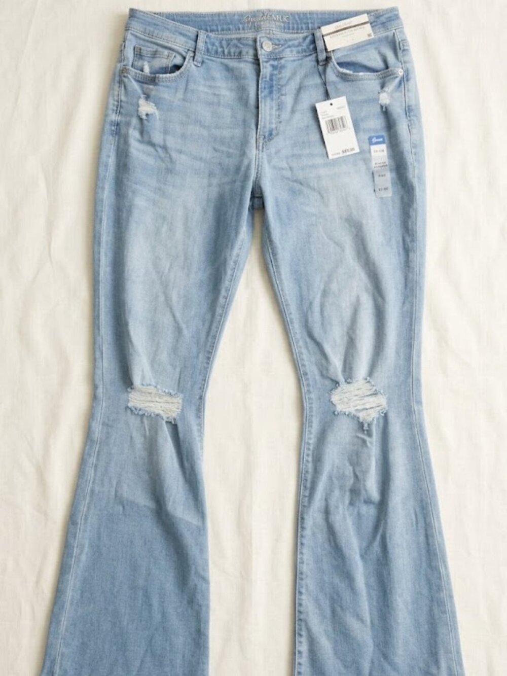 NWT Arizona Jean Co. Light Wash Distressed Bootcut Flare Jeans - Size 19 Long